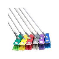 Plastic Back Soft Flagged "CLASSIC" Broom (with Metal Connector) -  PVC Coated Metal Handle